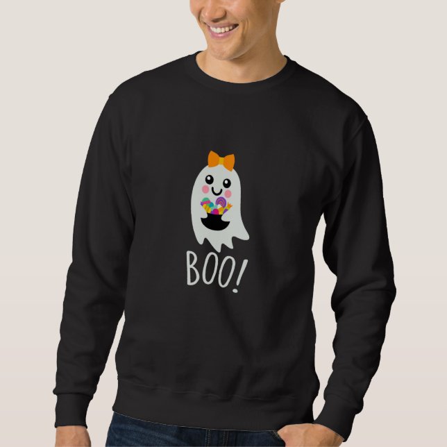 Sudadera Cute Boo Ghost brings sweets for Halloween (Anverso)