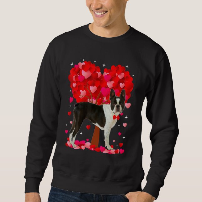 Sudadera Cute Boston Terrier Dog Valentines Day Heart Puppy (Anverso)