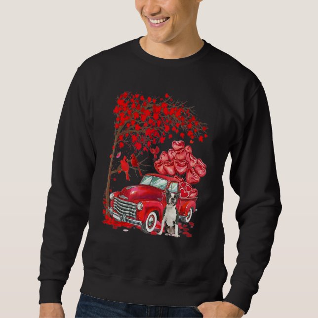 Sudadera Cute Boston Terrier Valentine Tree - Dogs Hearts T (Anverso)