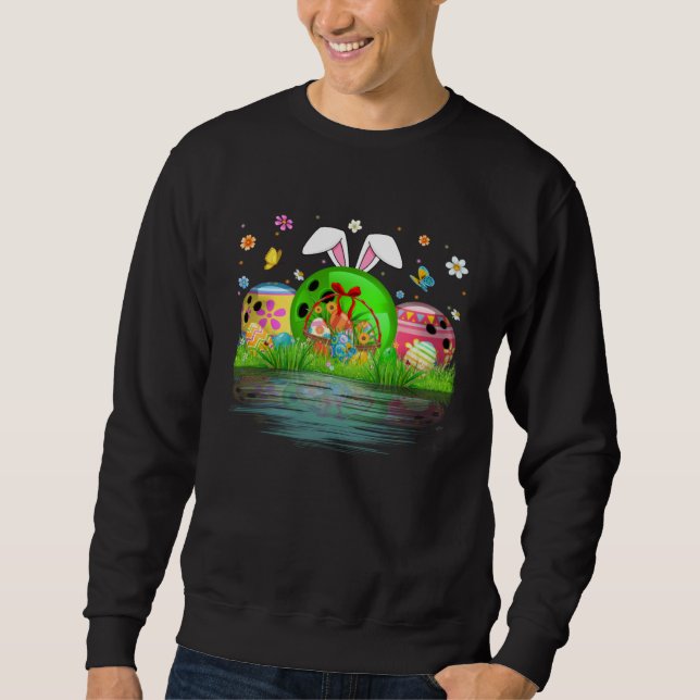 Sudadera Cute Bowling Ball Egg & Bunny Ears Happy Easter Da (Anverso)
