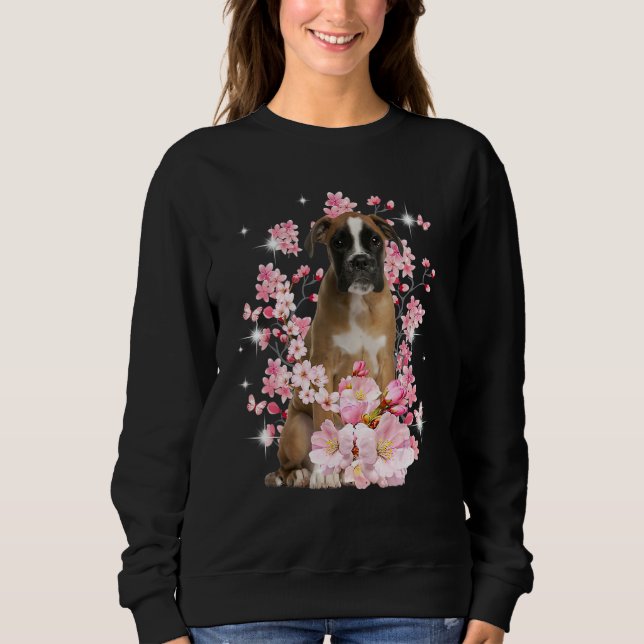 Sudadera Cute Boxer Mom Flower Happy Mother s Day Love Dog (Anverso)