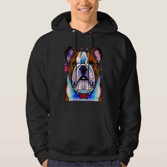 Sudadera Cute Bulldog Watercolour for bulldog lovers, Men W (Anverso)