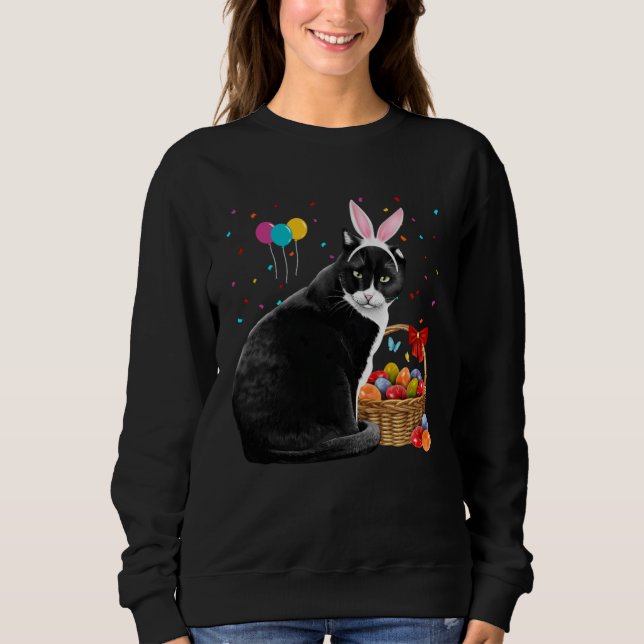 Sudadera Cute Bunny Cat With Easter Egg Basket Happy Easter (Anverso)