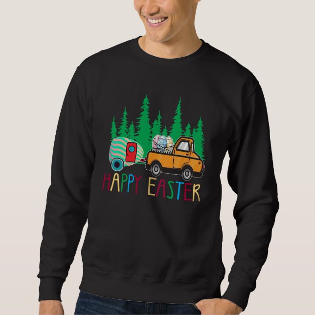 Sudadera Cute Bunny Eggs Easter Camping Happy Easter Day Ca (Anverso)