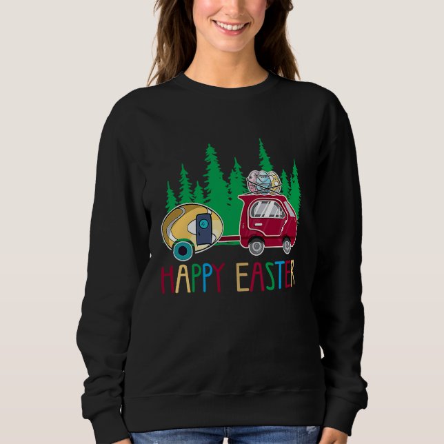 Sudadera Cute Bunny Eggs Easter Camping Happy Easter Day Ca (Anverso)