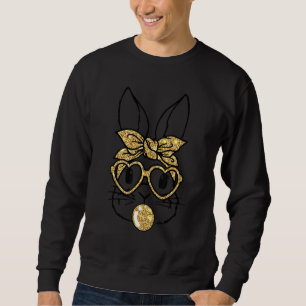 Sudadera Cute Bunny Face Golden Glasses Heband Bubblegum