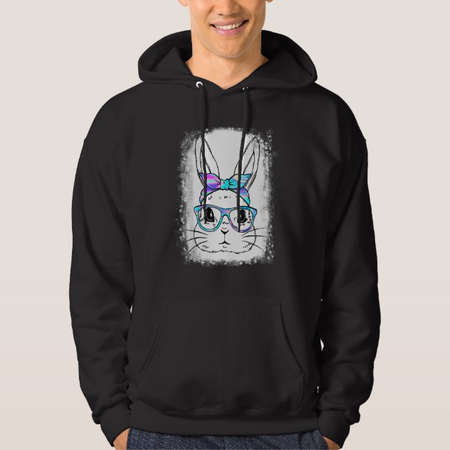 Sudadera Cute Bunny Face Leopard Print Glasses Easter Wome (Anverso)