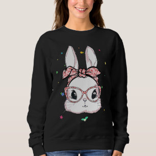 Sudadera Cute Bunny Face Leopardo Glasses Headband Happy Ea