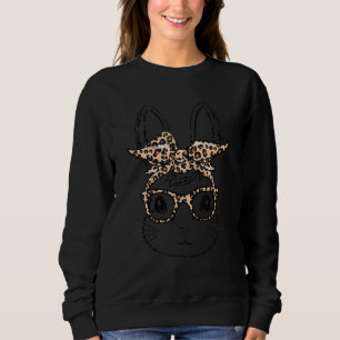 Sudadera Cute Bunny Face Leopardo Glasses Headband Happy Ea