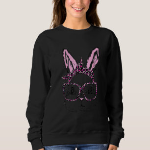 Sudadera Cute Bunny Face Leopardo Glasses Headband Happy Ea