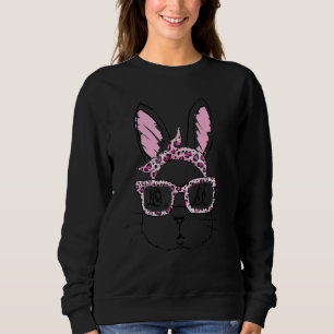 Sudadera Cute Bunny Face Leopardo Glasses Headband Happy Ea