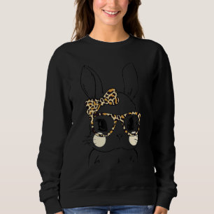 Sudadera Cute Bunny Face Leopardo Glasses Headband Happy Ea