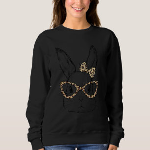 Sudadera Cute Bunny Face Leopardo Glasses Headband Happy Ea
