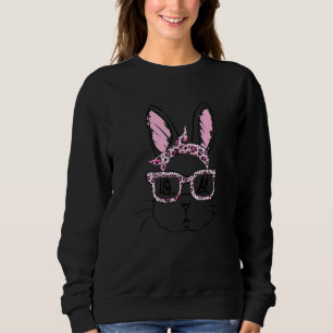 Sudadera Cute Bunny Face Leopardo Glasses Headband Happy Ea