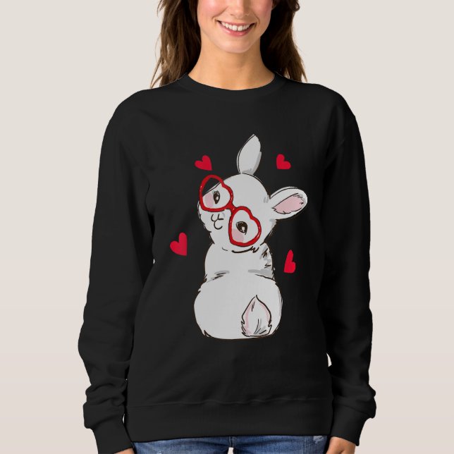 Sudadera Cute Bunny Face Love Glasses Easter Day Girls_1 (Anverso)