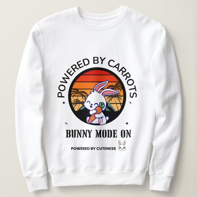Sudadera Cute Bunny Hugging Carrot Retro Sunset T-Shirt  (Anverso del diseño)
