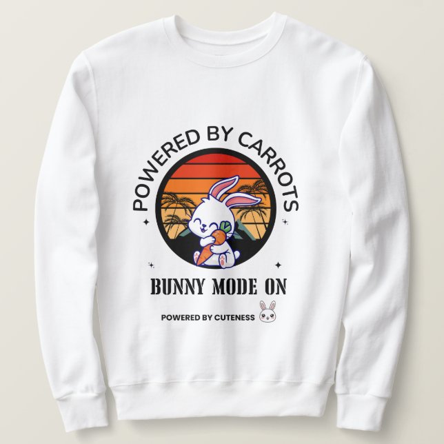 Sudadera Cute Bunny Hugging Carrot Retro Sunset T-Shirt  (Anverso del diseño)