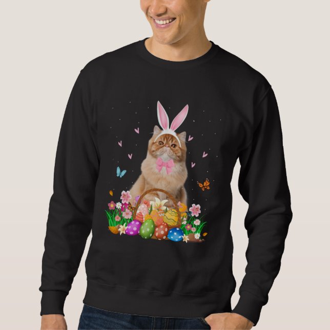 Sudadera Cute Bunny Persian Cat & Easter Egg Basket Easter  (Anverso)