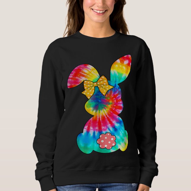 Sudadera Cute Bunny Rabbit Tie Dye Bow Tie Easter Day Girls (Anverso)