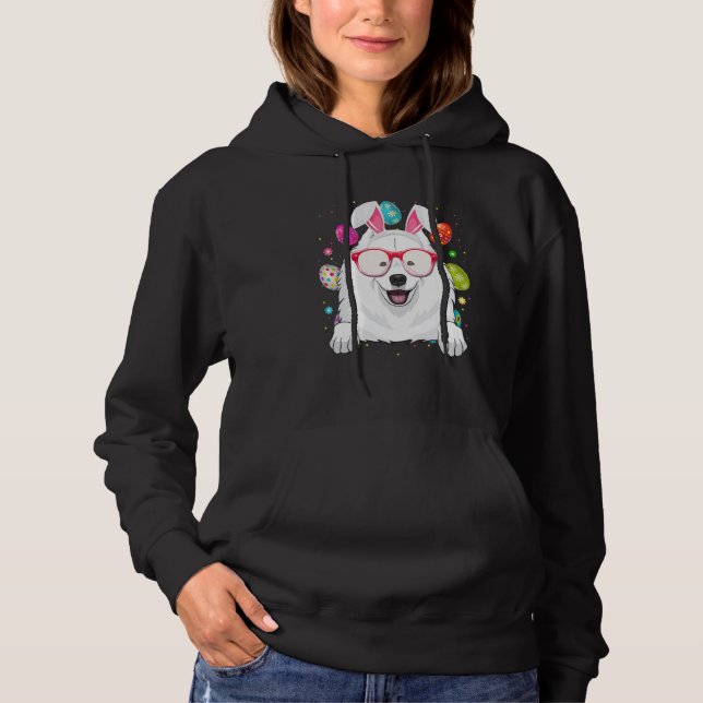 Sudadera Cute Bunny Samoyed Dog Face Easter Eggs Easter Day (Anverso)