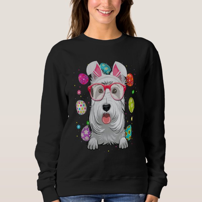 Sudadera Cute Bunny Scottish Terrier Dog Face Easter Eggs E (Anverso)