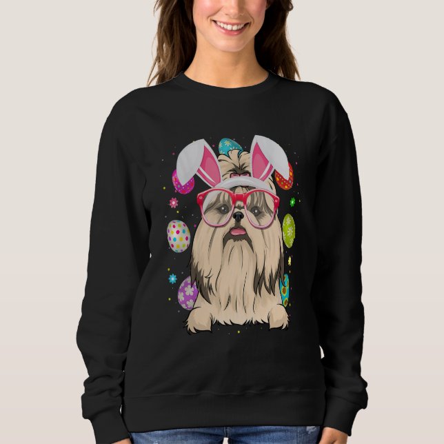 Sudadera Cute Bunny Shih Tzu Dog Face Easter Eggs Easter Da (Anverso)