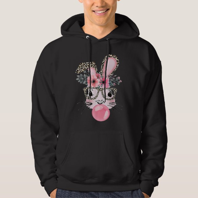 Sudadera Cute Bunny With Leopard Glasses Bubblegum Easter D (Anverso)