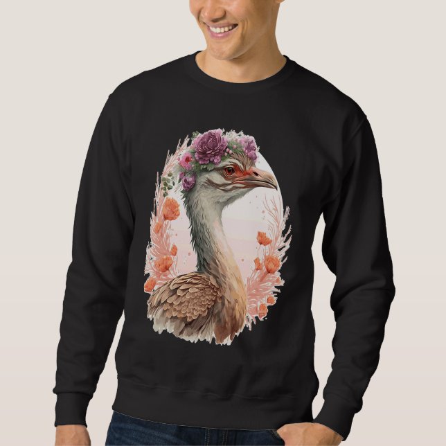 Sudadera Cute Bustard Bird Watching Flower Crown Floral Bir (Anverso)
