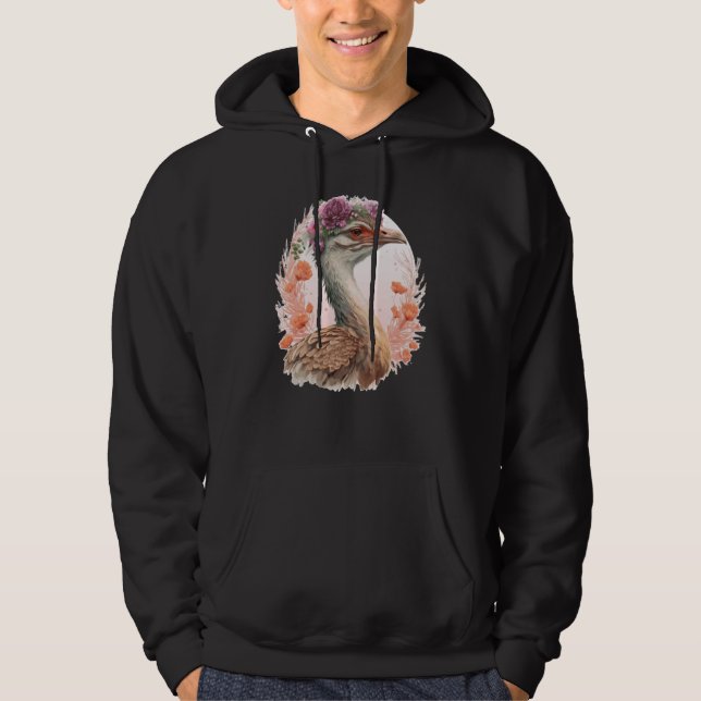 Sudadera Cute Bustard Bird Watching Flower Crown Floral Bir (Anverso)