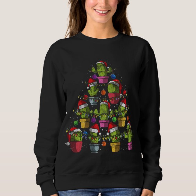 Sudadera Cute Cactus Árbol de Navidad Suculento Cactus Xmas (Anverso)