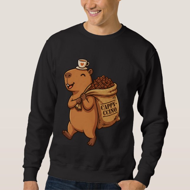 Sudadera Cute Capybara Cappy-ccino Coffee Pun Delivering Be (Anverso)
