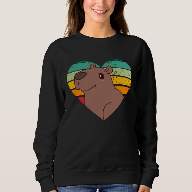 Sudadera Cute Capybara Design Retro Heart Shape Vintage (Anverso)