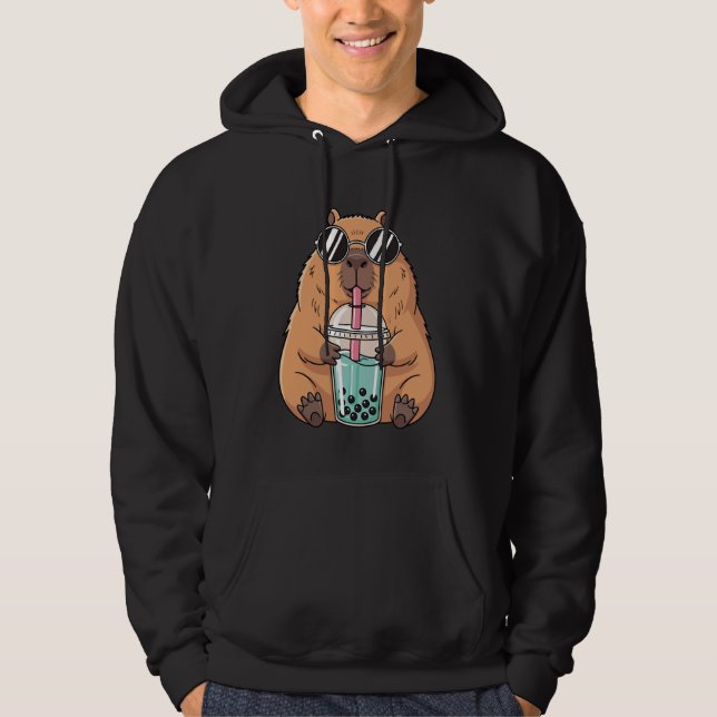 Sudadera Cute Capybara Drinking Boba Kawaii Bubble Tea Anim (Anverso)