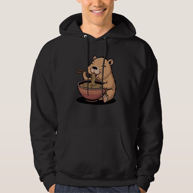 Sudadera Cute Capybara Eating Ramen Bowl Japanese Anime Foo (Anverso)