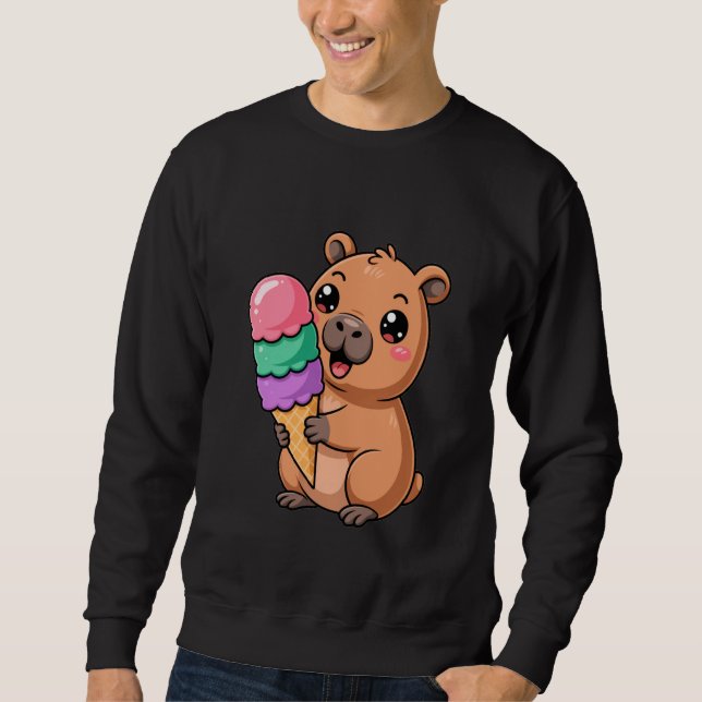 Sudadera Cute Capybara Holding a Triple-Scoop Treat (Anverso)