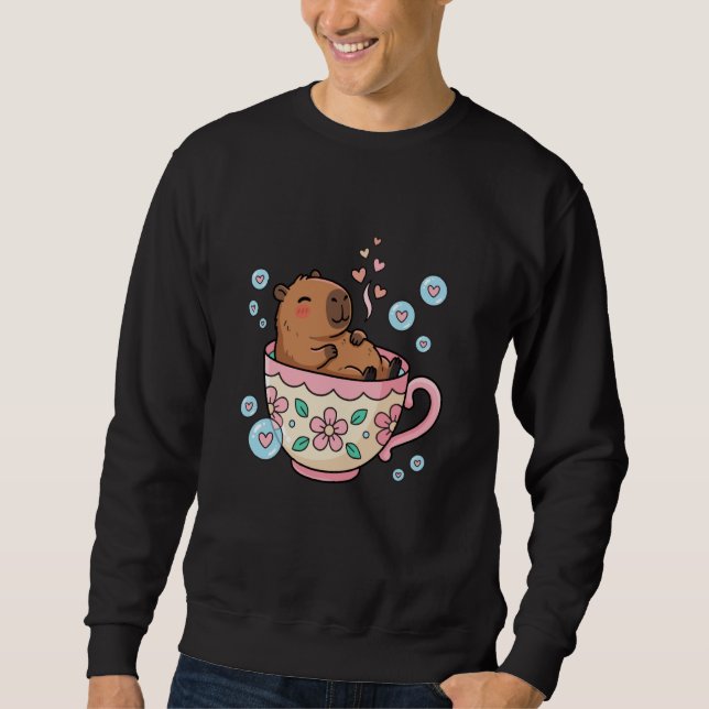 Sudadera Cute Capybara in Teacup Kawaii Tea Bath Relaxing S (Anverso)