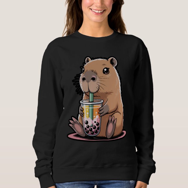 Sudadera Cute Capybara Kawaii Boba Tea Lover T-Shirt (Anverso)
