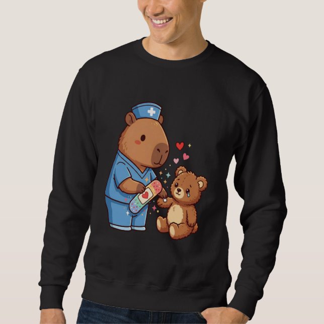 Sudadera Cute Capybara Nurse Teddy Bear Patient Bandage Med (Anverso)