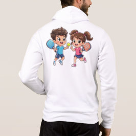 Sudadera Cute Cartoon Boy and Girl Playing Padel Tennis – F