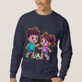 Sudadera Cute Cartoon Boy and Girl Playing Soccer Together 