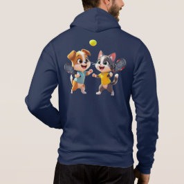 Sudadera Cute Cartoon Dog and Cat Playing Padel Tennis – Fu