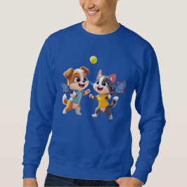 Sudadera Cute Cartoon Dog and Cat Playing Padel Tennis – Fu
