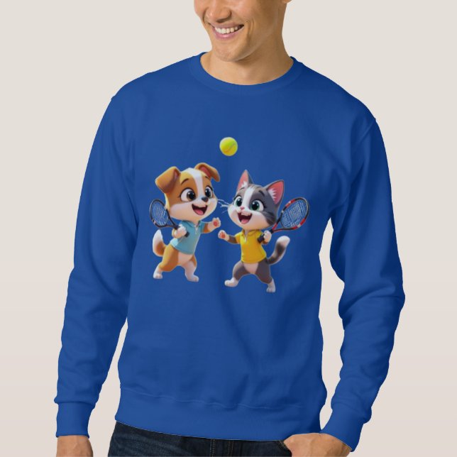 Sudadera Cute Cartoon Dog and Cat Playing Padel Tennis – Fu (Anverso)