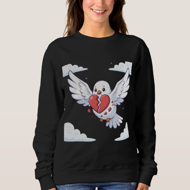 Sudadera Cute Cartoon Dove Flying with a BrokenHeartT-Shirt (Anverso)
