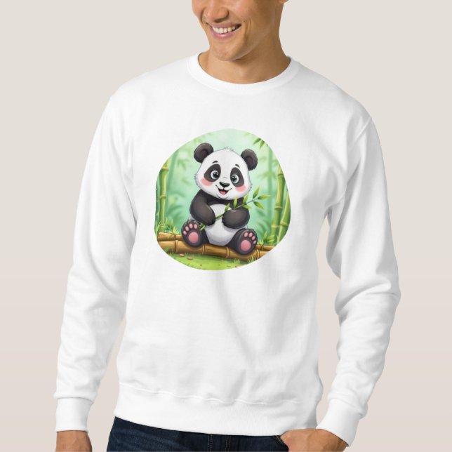 Sudadera Cute Cartoon Panda en Parche de Bambú (Anverso)