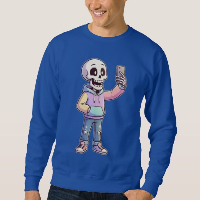 Sudadera Cute Cartoon Skeleton Selfie - Full Body Trendy  (Anverso)
