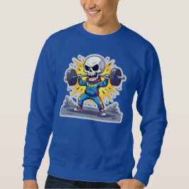 Sudadera “Cute Cartoon Skeleton Weightlifter • Funny Gym Ba