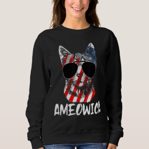 Sudadera Cute Cat Ameowica 4 De Julio Patriótico Estadounid