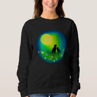 Sudadera Cute Cat and Dog Friends Together Gazing up at the
