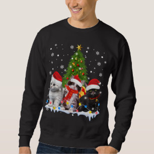 Sudadera Cute Cat Árbol de Navidad Ornamento Decoración Gat